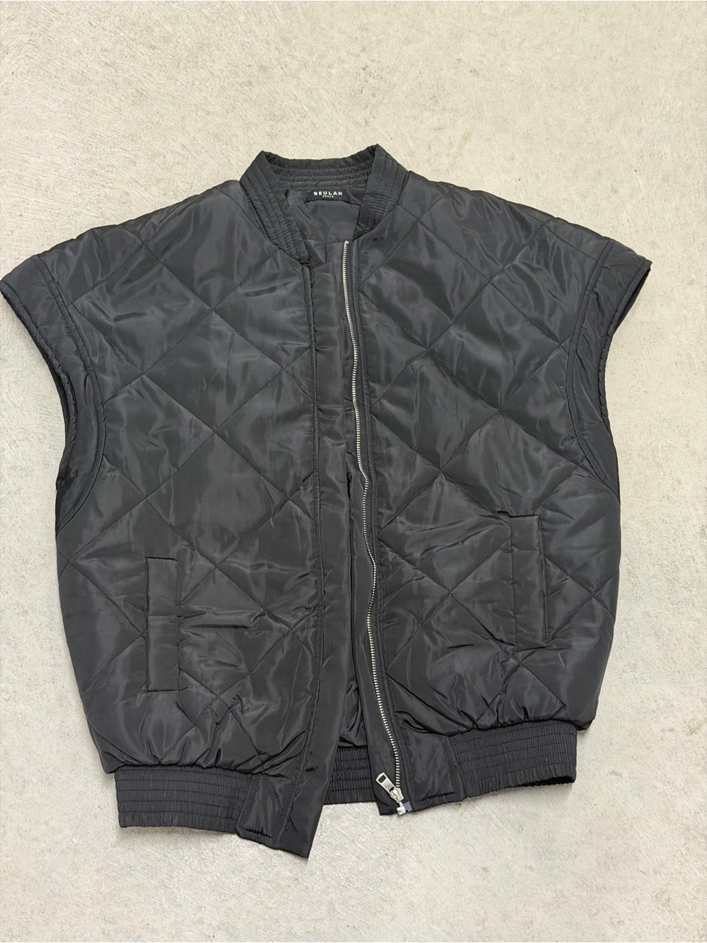 Unbranded Black Quilted Sleeveless Bomber Jacket